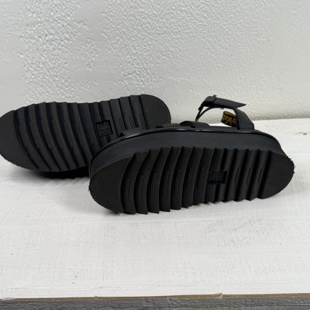 Dr. Martens Blaire Quad Platform Gladiator Sandals Black Hydro Leather Size 9 - Picture 11 of 13